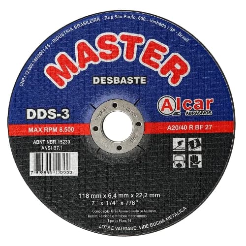 Disco de Desbaste Master Alcar DDS-3 178 x 6,4 x 22,2 mm